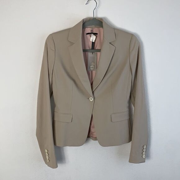 NWT Elie Tahari Paige Single Button Beige Blazer Jacket Sz 2 - Picture 1 of 12